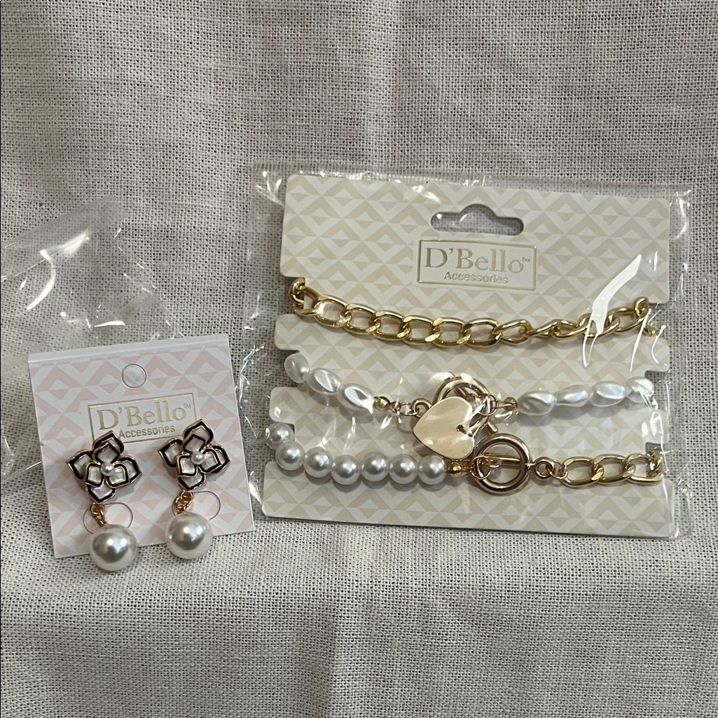 Pear Gold And White Jewelry Set